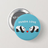 Badge Rond 5 Cm Panda Love (Bleu) (Devant & derrière)