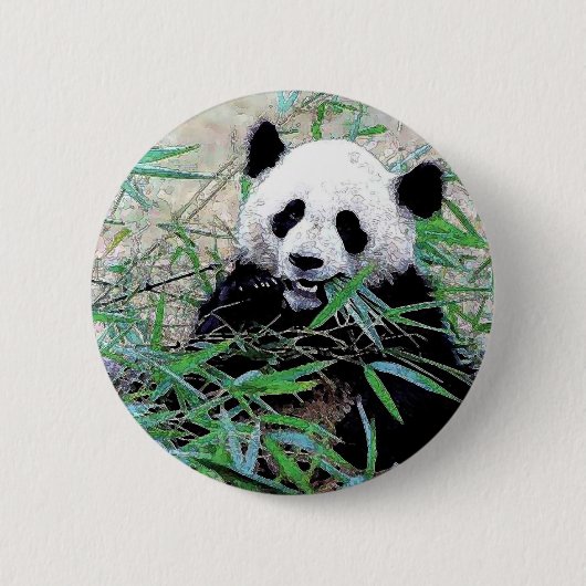 Badge Rond 5 Cm Panda Manger Feuilles (Devant)