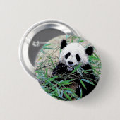 Badge Rond 5 Cm Panda Manger Feuilles (Devant & derrière)