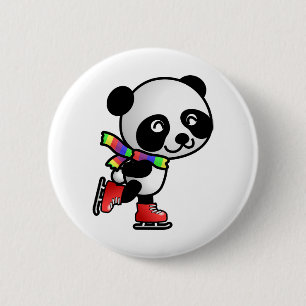Badge Rond 5 Cm Panda patinage