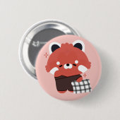 Badge Rond 5 Cm Panda rouge mignonne dorée (Devant & derrière)