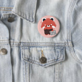 Badge Rond 5 Cm Panda rouge mignonne dorée (En situation)