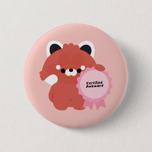 Badge Rond 5 Cm Panda roux certifié maladroit