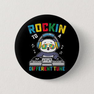 Badge Rond 5 Cm Panda sensibilisation à l'autisme Rockin To A Diff