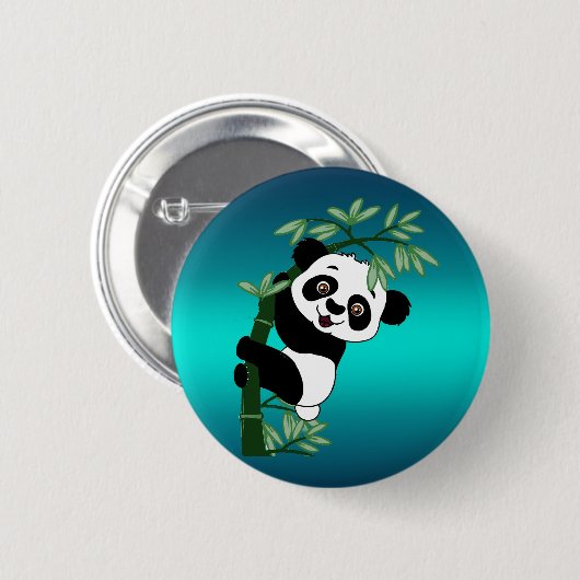 Badge Rond 5 Cm Panda sur le bambou (Devant & derrière)
