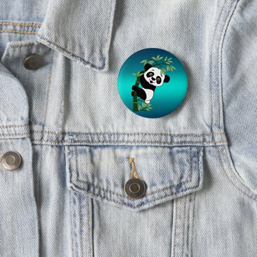 Badge Rond 5 Cm Panda sur le bambou (En situation)