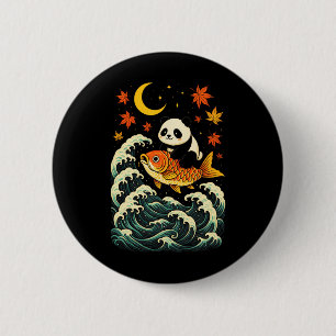 Badge Rond 5 Cm Panda surfant sur une vague - Drôle d'art animal j