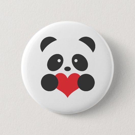 Badge Rond 5 Cm Panda tenant un bouton de coeur (Devant)