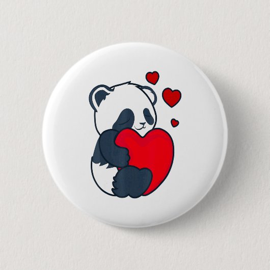 Badge Rond 5 Cm Panda Women Valentines Day Girlfriend Heart  (Devant)
