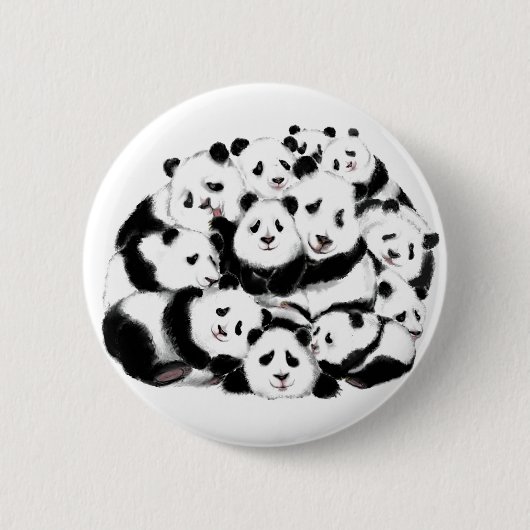 Badge Rond 5 Cm Pandas Button Family Panda (Devant)