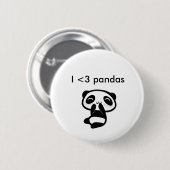 Badge Rond 5 Cm Pandas I <3 (Devant & derrière)