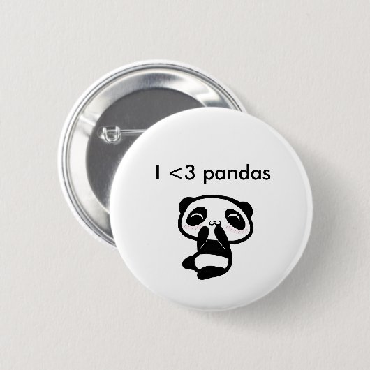 Badge Rond 5 Cm Pandas I <3 (Devant & derrière)