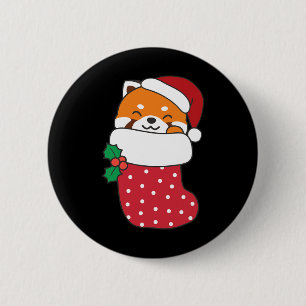 Badge Rond 5 Cm Pandas Rouges Dans Les Bas De Noël Pour Noël
