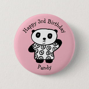 Badge Rond 5 Cm Pandy personnalisé le joyeux anniversaire de panda