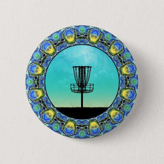 Badge Rond 5 Cm Panier Abstrait Disk Golf 5 (Devant)