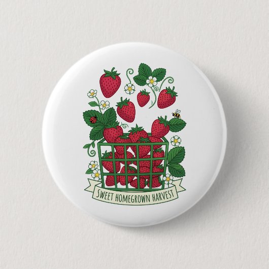 Badge Rond 5 Cm Panier de fraises sucrées aux fruits rouges (Devant)