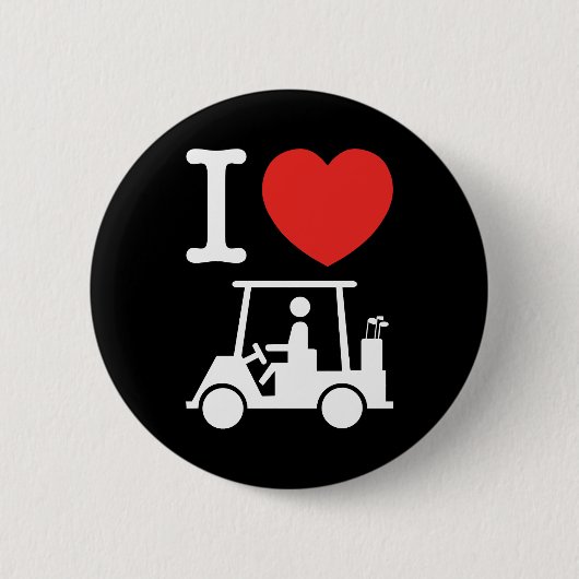 Badge Rond 5 Cm Panier de golf I Heart (Love) (Devant)