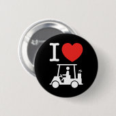 Badge Rond 5 Cm Panier de golf I Heart (Love) (Devant & derrière)