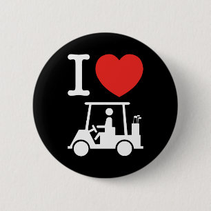 Badge Rond 5 Cm Panier de golf I Heart (Love)