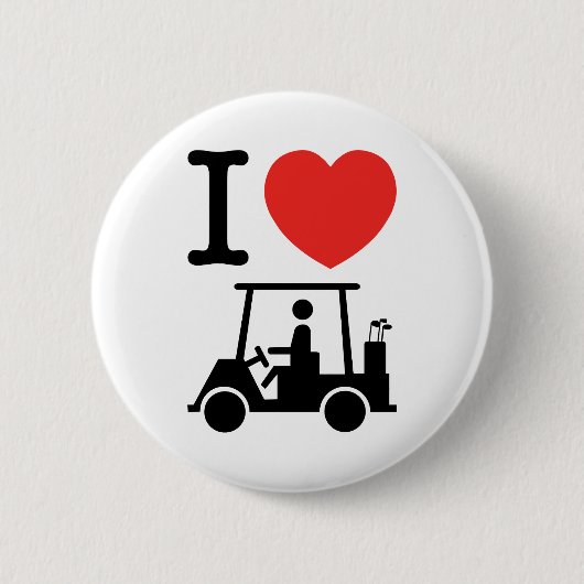 Badge Rond 5 Cm Panier de golf I Heart (Love) (Devant)