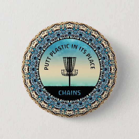 Badge Rond 5 Cm Panier de golf sur disque (Devant)