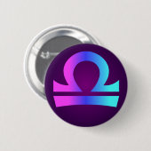 Badge Rond 5 Cm Panneau d'astrologie Libra bleu rose Aqua violet (Devant & derrière)