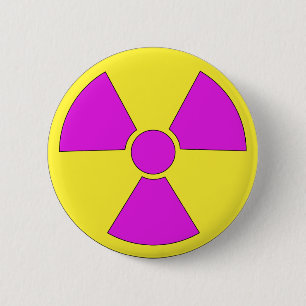 Badge Rond 5 Cm Panneau d'avertissement de rayonnement magenta et