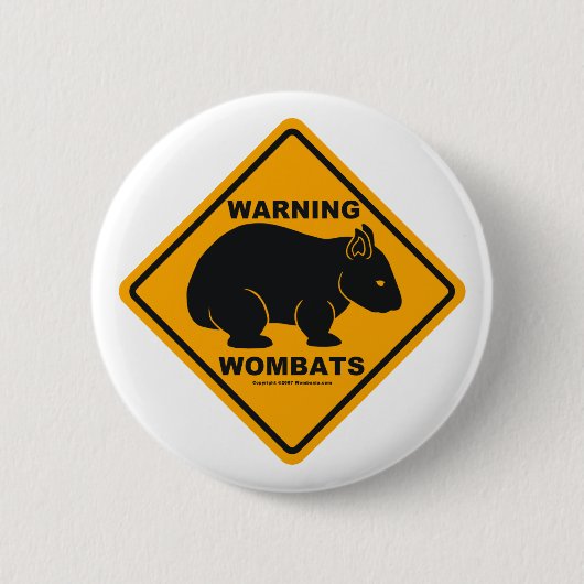 Badge Rond 5 Cm Panneau d'avertissement de wombat (Devant)