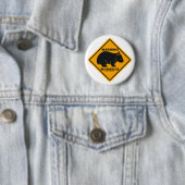 Badge Rond 5 Cm Panneau d'avertissement de wombat (En situation)