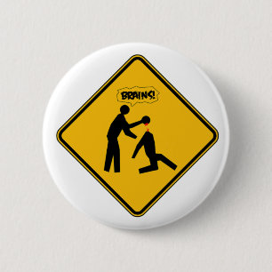Badge Rond 5 Cm Panneau d'avertissement de zombi