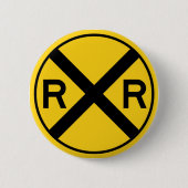 Badge Rond 5 Cm Panneau d'avertissement noir et jaune - Traversée  (Devant)