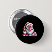 Badge Rond 5 Cm Panneau de Paix de Noël Main Santa Claus Nk Bubble (Devant & derrière)