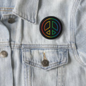 Badge Rond 5 Cm Panneau de paix Neon Rainbow (En situation)