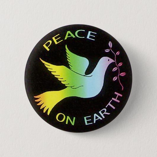 Badge Rond 5 Cm Panneau de paix Rainbow Peace Dove (Devant)