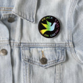 Badge Rond 5 Cm Panneau de paix Rainbow Peace Dove (En situation)