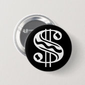 Badge Rond 5 Cm Panneau dollar - blanc (Devant & derrière)
