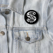 Badge Rond 5 Cm Panneau dollar - blanc (En situation)