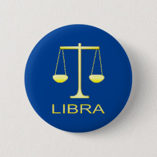 Badge Rond 5 Cm Panneau étoile Balance dorée de Libra