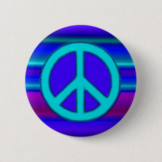 Badge Rond 5 Cm Panneau Fractal et Paix Bleu