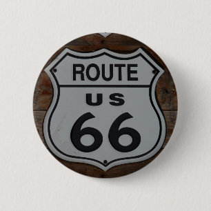 Badge Rond 5 Cm Panneau Route 66 rustique rétro