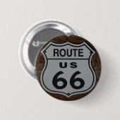 Badge Rond 5 Cm Panneau Route 66 rustique rétro (Devant & derrière)