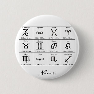 Badge Rond 5 Cm Panneau solaire Zodiac Calendrier Astrologie Thund