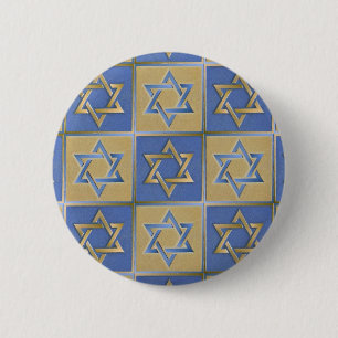 Badge Rond 5 Cm Panneaux d'art étoile de David bleu or