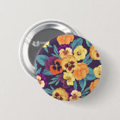 Badge Rond 5 Cm Pansies sur violet de prune (Devant & derrière)