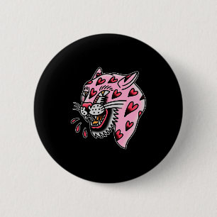 Badge Rond 5 Cm Panther Rose X Cœur Amour Traditionnel Flash Premi