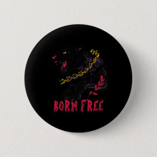 Badge Rond 5 Cm Panthère avec chaîne Mois de l'histoire des Noirs