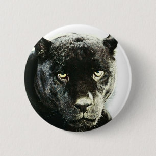 Badge Rond 5 Cm Panthère noire Jaguar