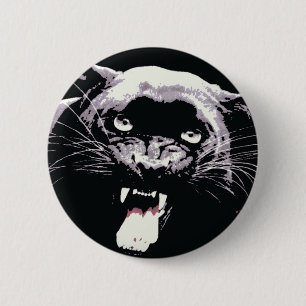 Badge Rond 5 Cm Panthère noire Jaguar