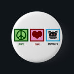 Badge Rond 5 Cm Panthers Peace Love<br><div class="desc">Allez les Panthers ! Un grand cadeau pour un fan de Panthers. Un signe de paix,  un coeur,  et une jolie panthère noire.</div>