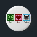 Badge Rond 5 Cm Panthers Peace Love<br><div class="desc">Allez les Panthers ! Un grand cadeau pour un fan de Panthers. Un signe de paix,  un coeur,  et une jolie panthère noire.</div>
